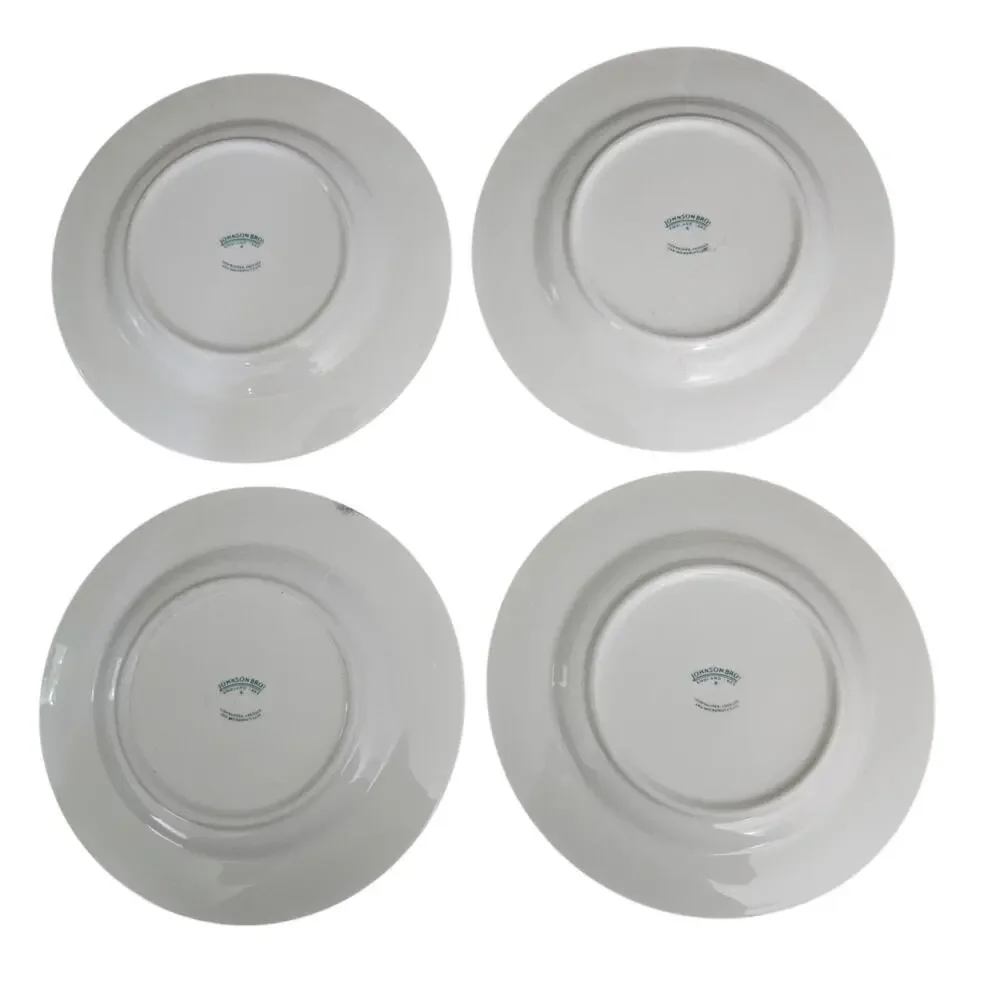Johnson Bros Blue Willow Salad Plates Set of 4 Made in England Blue White China